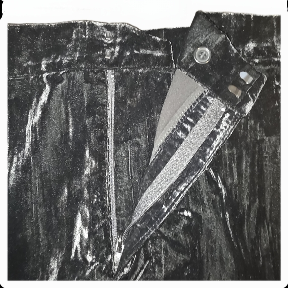 Zara High Waisted Wide Crushed Velvet Trousers - Picture 3 of 6